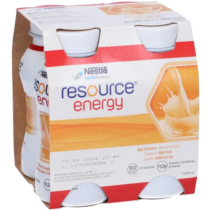 Nestlé, Resource Energy Albicocca, 4 x 200 ml