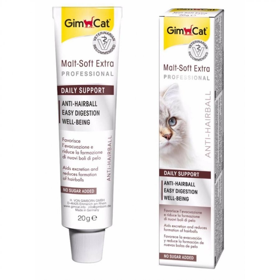 GimCat Malt Soft Extra Professional 20g - Pasta per la Cura delle Vie Digestive dei Gatti