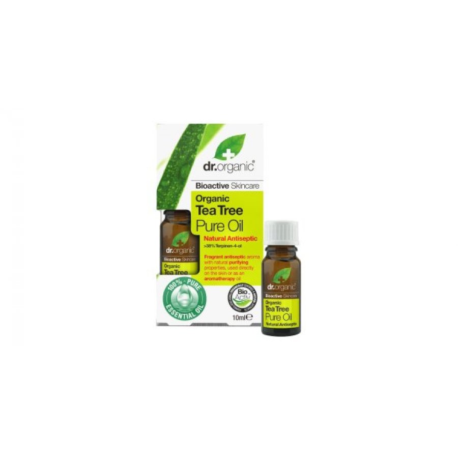 Dr Organic - Olio dell'Albero di Tè Essenziale 10 ml, Olio Puro al 100% per Aromaterapia