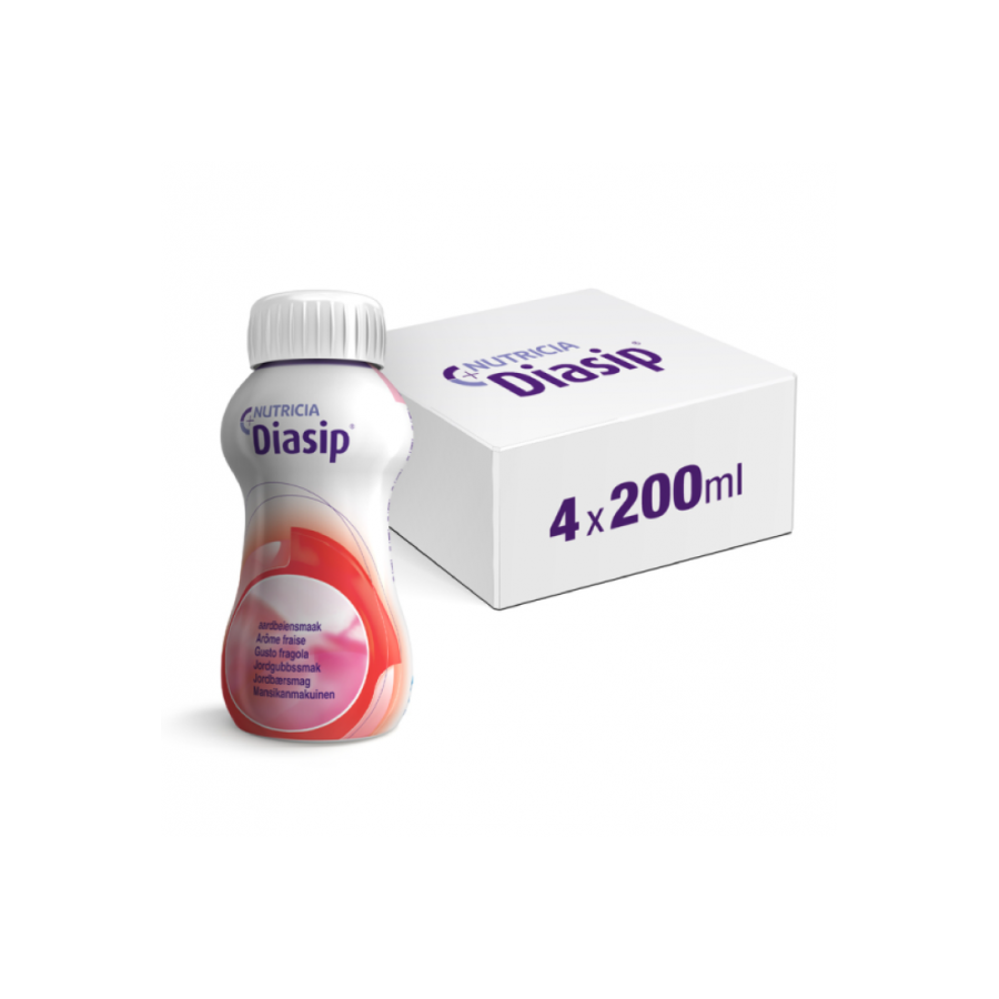 Diasip Fragola 4x200 ml - Bevanda per Diabetici a Basso Indice Glicemico