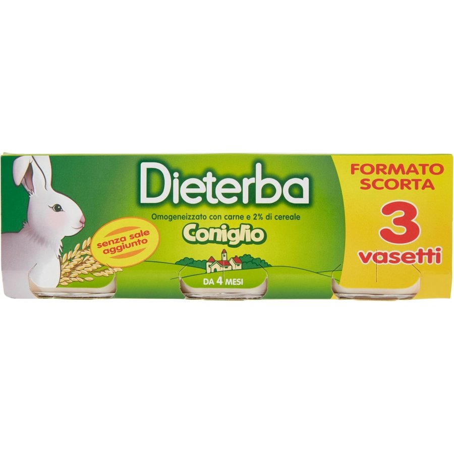Dieterba Omogeneizzato con Carne di Coniglio, 3 x 80 g