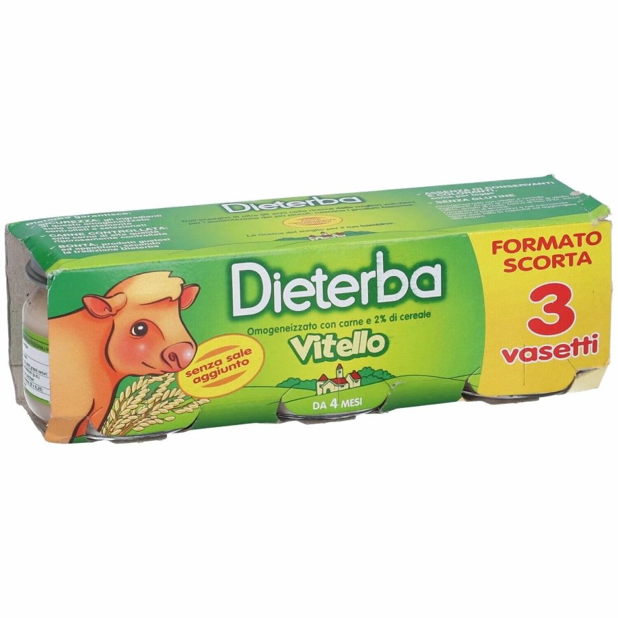 Dieterba Omogeneizzato Vitello con Verdure, 3 x 80 g