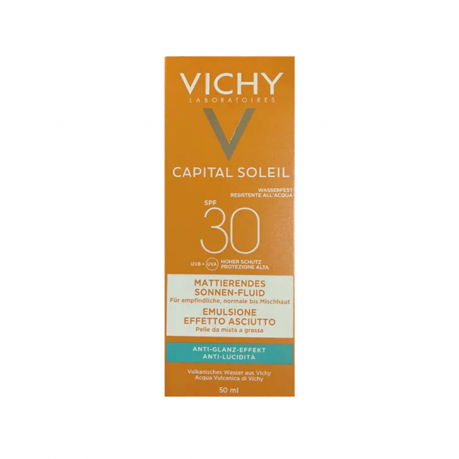 Vichy Ideal Soleil Emulsione Anti-Lucidità Effetto Asciutto SPF30 50ml - Crema Solare Anti-Lucidità