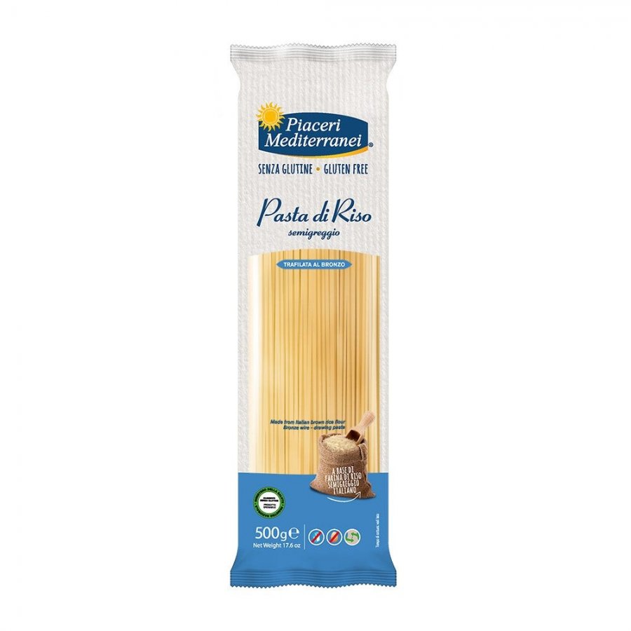 Piaceri Mediterranei Pasta Di Riso Spaghetti 500g - Pasta di Riso Senza Glutine, Latte e Uova