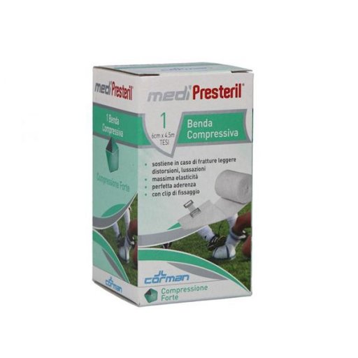 Medipresteril Benda Elastica Compressione Forte, 6cm x 4,5m 1 Pezzo - Supporto Efficace per Terapie e Attività Fisiche Intense