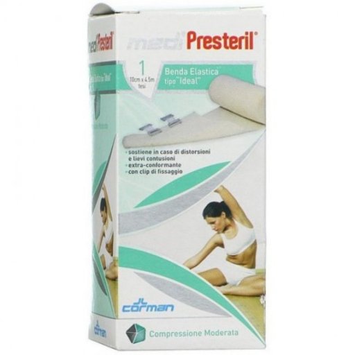 Medipresteril Benda Elastica Ideal Compressione Moderata, 10cm x 4,5m - Supporto Flessibile per Terapie e Attività Fisiche