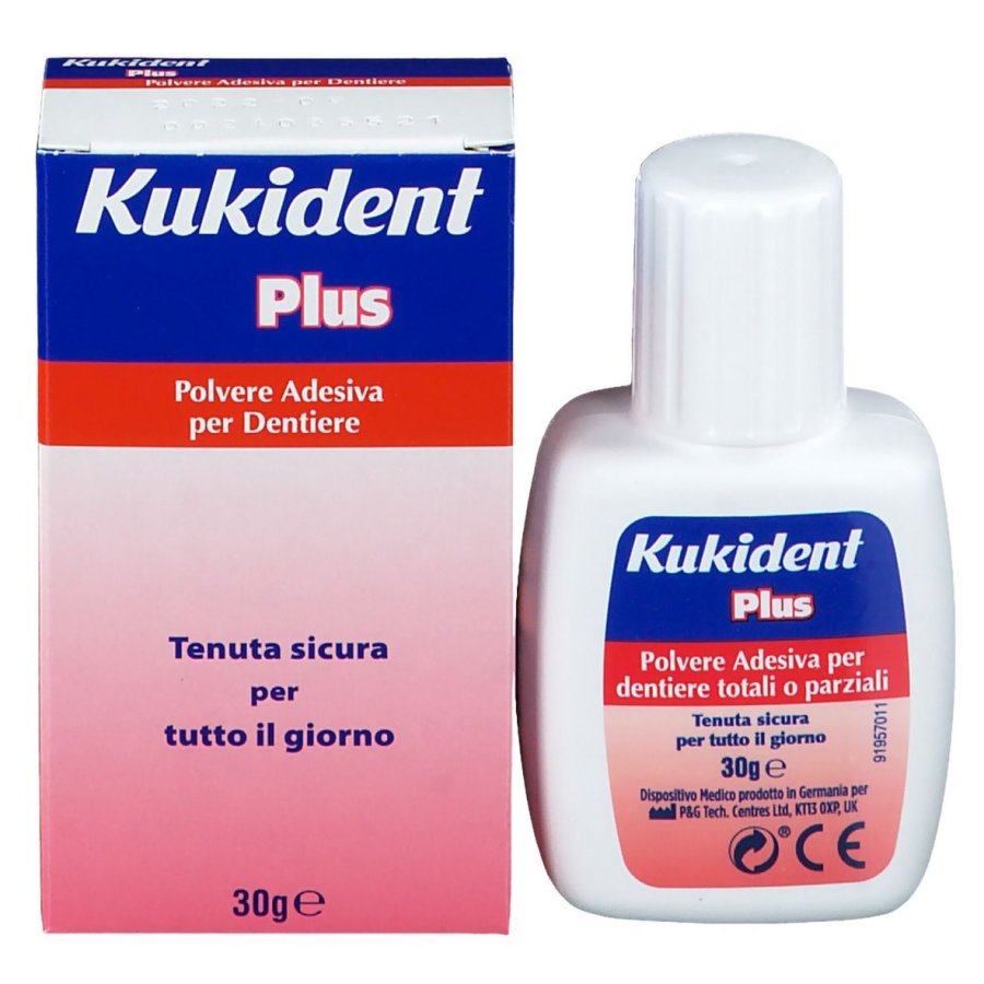Kukident Plus, Polvere Adesiva per Protesi Dentali, 30 g
