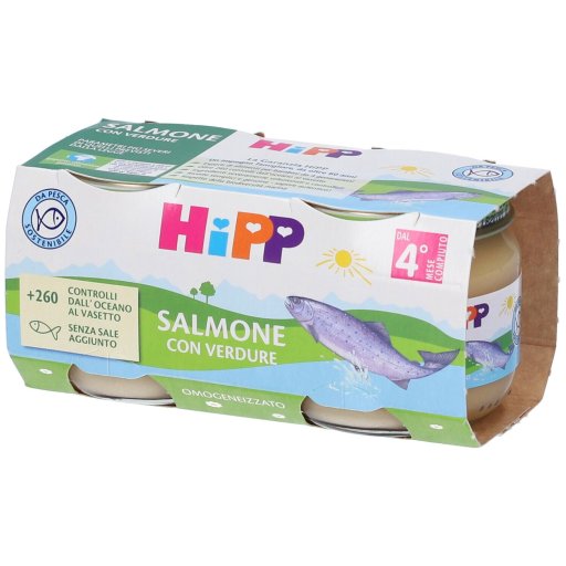 HiPP, Omogeneizzato Salmone con Verdure, 2 x 80 g