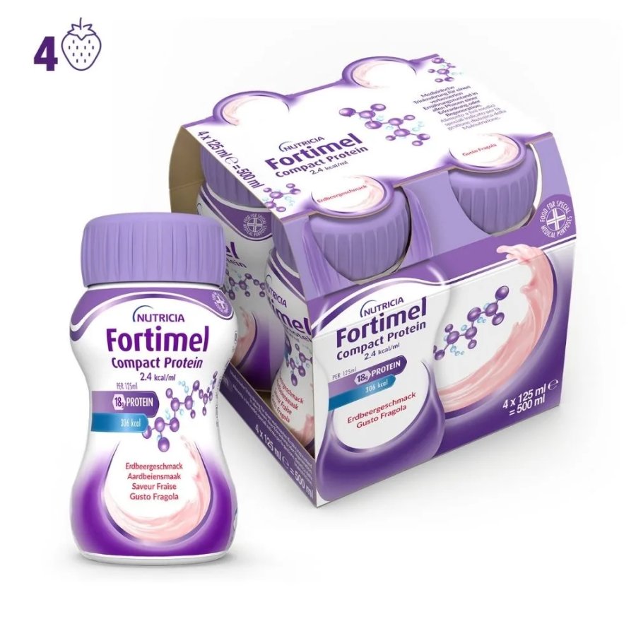 Fortimel Compact Protein Fragola, 4 x 125 ml