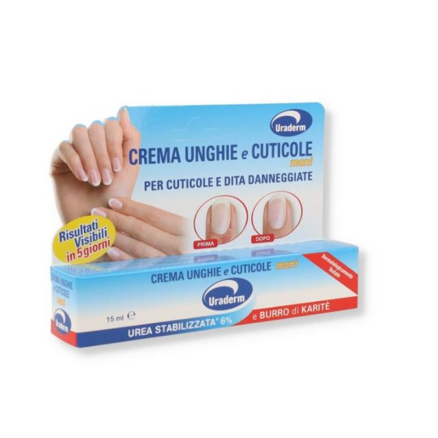 Uraderm crema unghie e cuticole 15 ml – Urea 6% e burro di karité, idratante mani