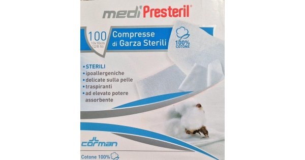 Medipresteril Garza Tessuto Non Tessuto Sterile 10x10cm - Confezione da 100  Pezzi