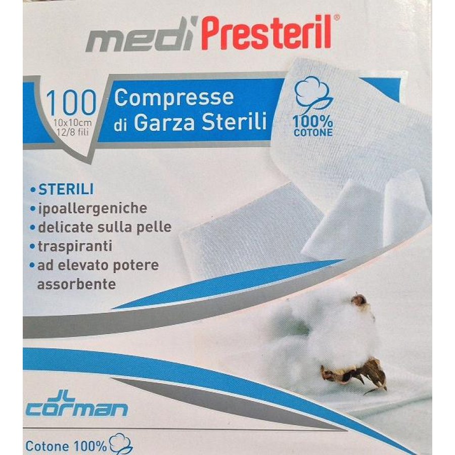 Medipresteril Garza Tessuto Non Tessuto Sterile 10x10cm - Confezione da 100 Pezzi