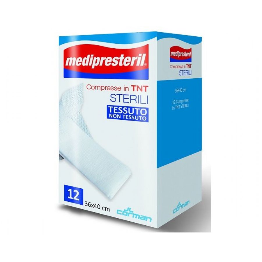 Medipresteril Garza Compressa Sterile Tessuto Non Tessuto 36x40cm - Confezione da 12 Pezzi