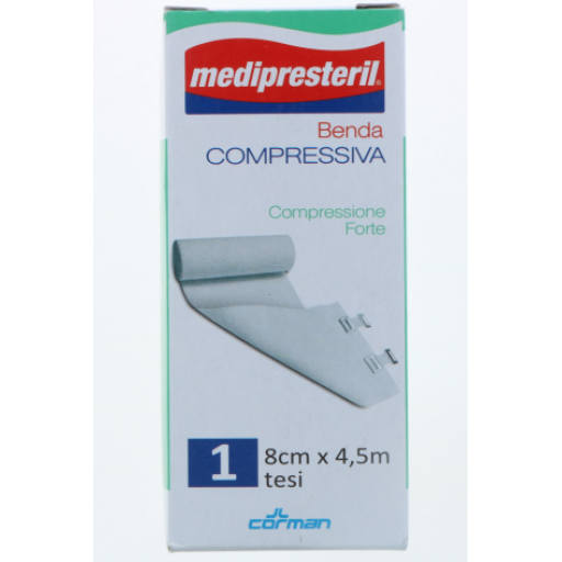 Medipresteril Benda Elastica Compressione Forte 8x450cm - Bendaggio per Supporto e Compressione Muscolare