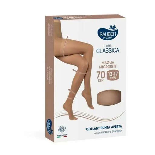 Linea Classica Collant Punta Aperta 70 Denari Microrete Neutro Beige Taglia 2 - Collant Punta Aperta