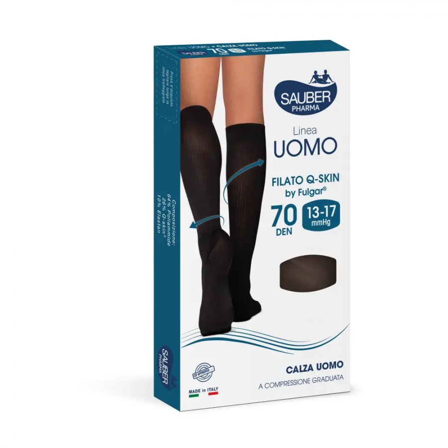 Calza Uomo Sauber Q-Skin 70 Denari Nero Taglia P - Compressione Graduata e Traspirabilità per Gambe Leggere