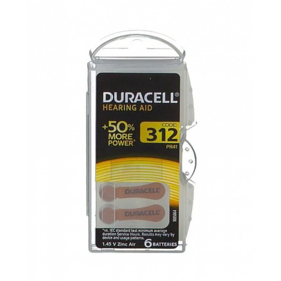 Duracell Easy Tab 312 Marrone Batteria per Apparecchio Acustico - Confezione da 6