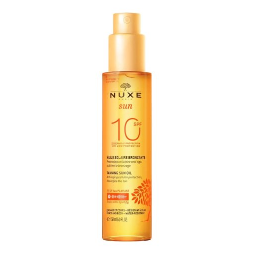 Nuxe - Olio Solare Abbronzante Viso e Corpo SPF10 150ml - Protezione Cellulare Anti-età