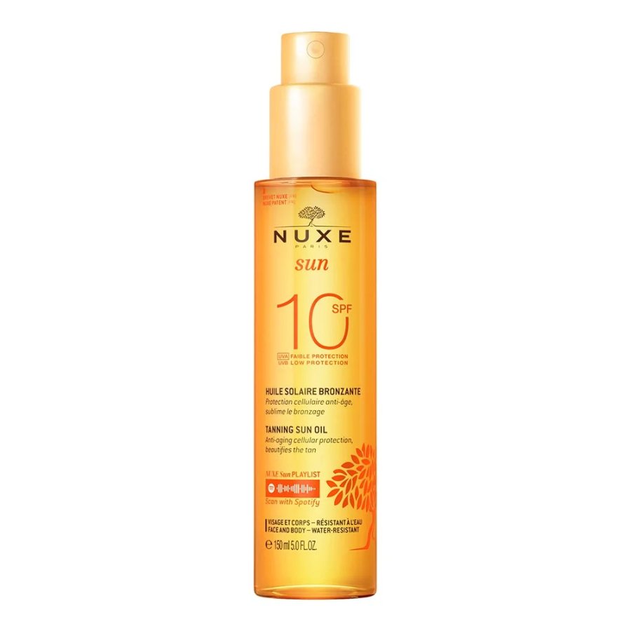 Nuxe - Olio Solare Abbronzante Viso e Corpo SPF10 150ml - Protezione Cellulare Anti-età