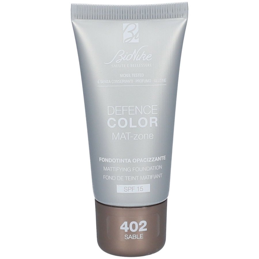 Bionike Defence Color Mat-Zone, Fondotinta Fluido Opacizzante, 402 Sable, 30 ml 