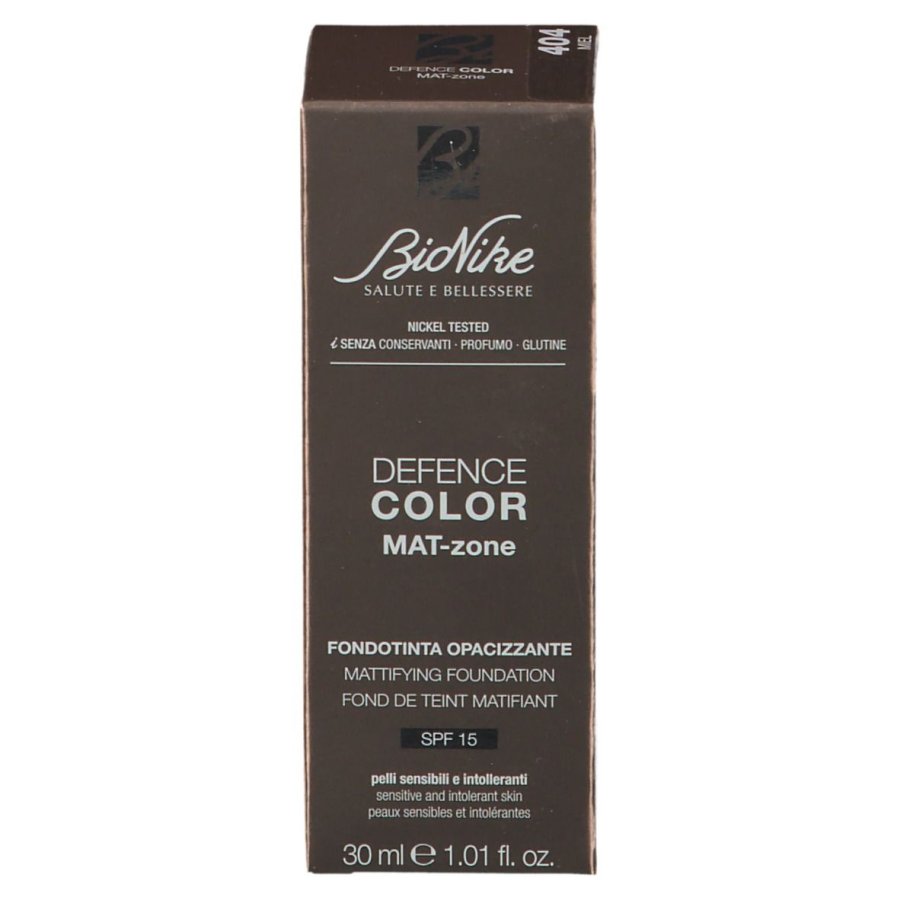 Bionike  Defence, Color Mat-Zone Fondotinta Fluido, 404 Miel, 30 ml