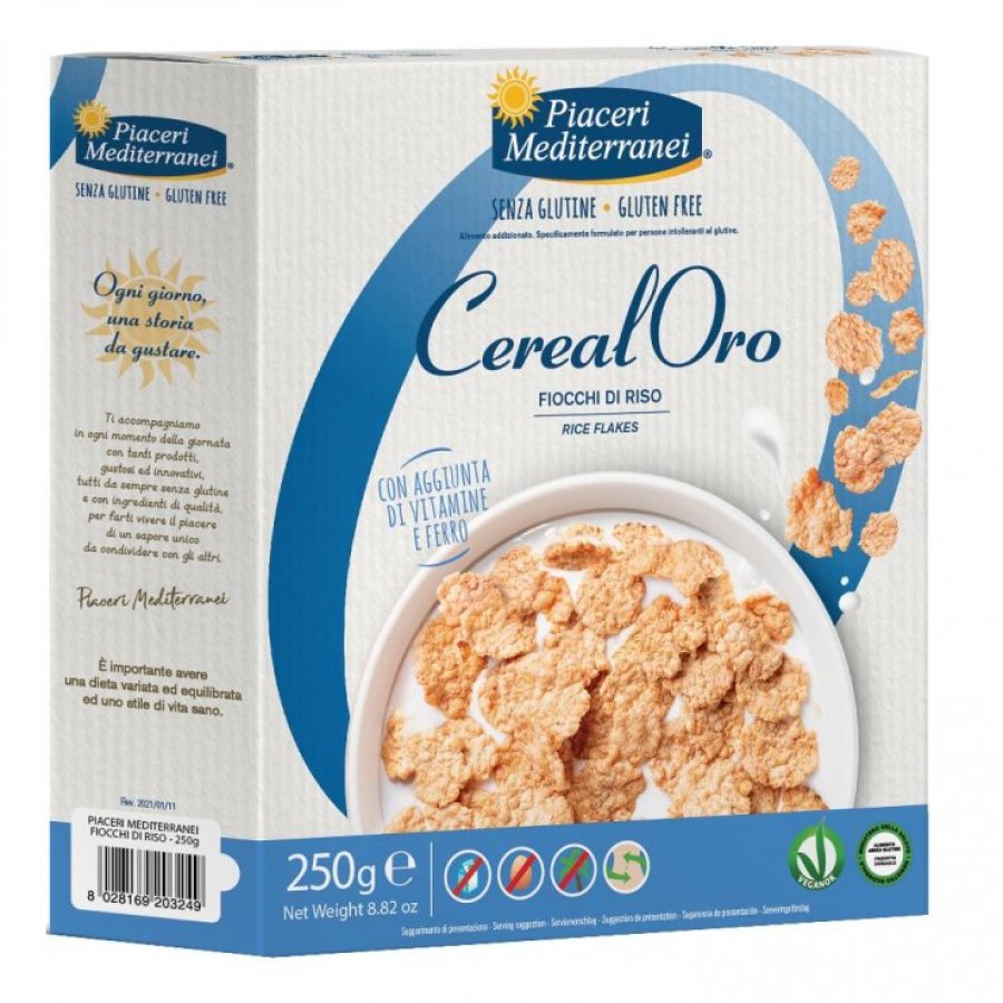 Piaceri Mediterranei Fiocchi Di Riso 250g - Cereal Oro Fiocchi Di Riso Senza Glutine