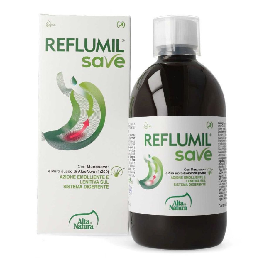 Reflumil Save Soluzione 500ml - Integratore con Mucosave, Aloe Vera e Vitamina E