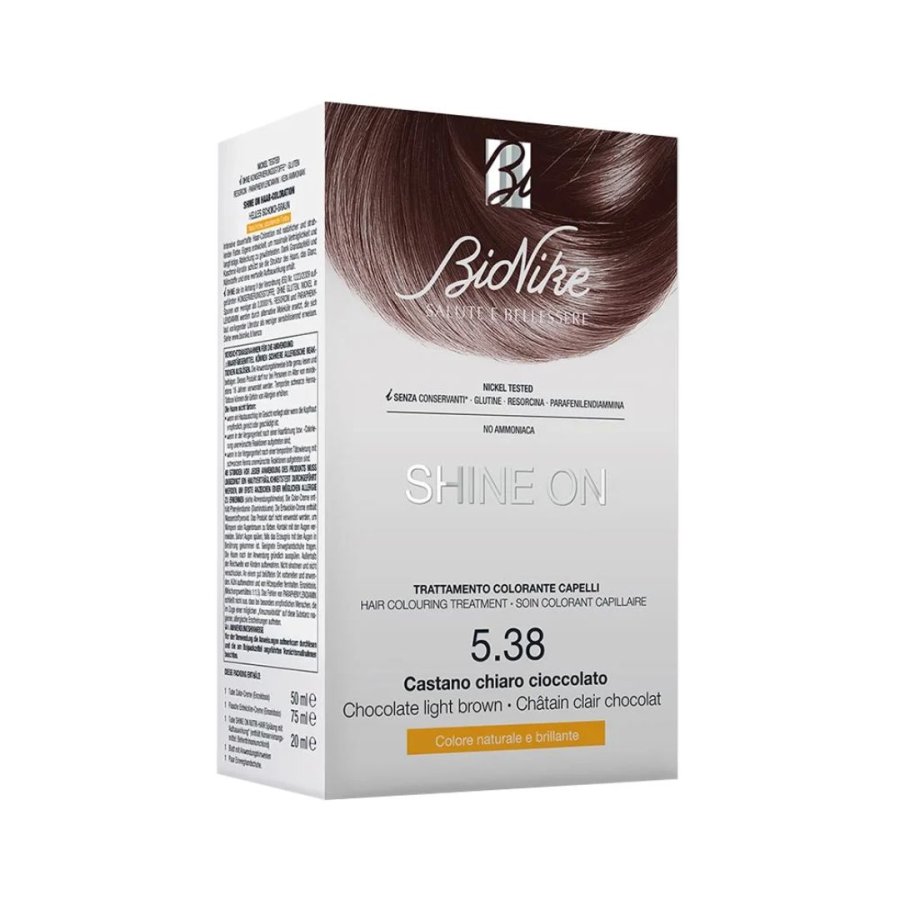 BioNike Shine On 5.38 Castano Chiaro Cioccolato – Tinta Capelli Permanente Senza Ammoniaca