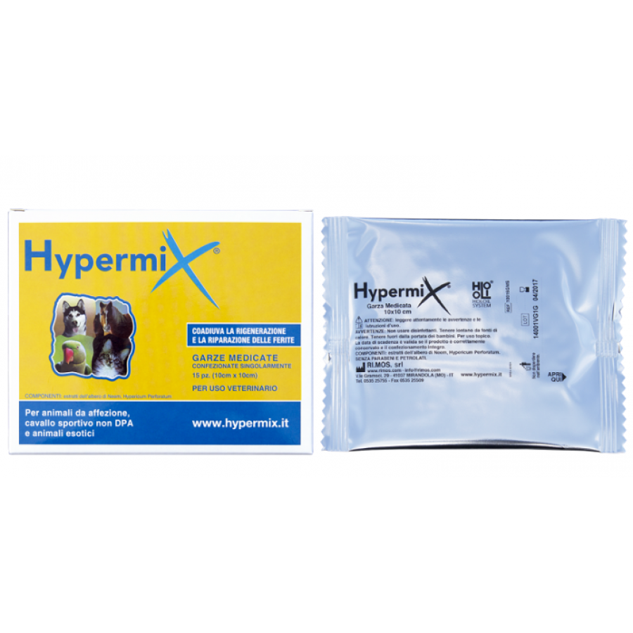 Hypermix Garze Medicate 10x10cm Uso Veterinario 15 Pezzi - Ideali per la Cura delle Ferite dei Tuoi Animali