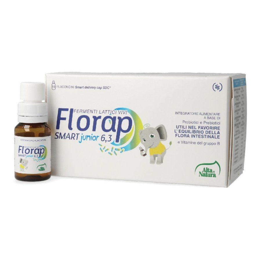 Florap Junior Smart 6 flaconcini da 10ml - Integratore Probiotico e Prebiotico