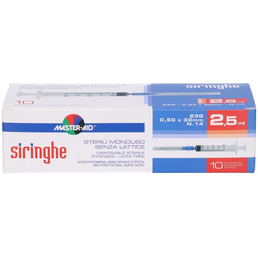 Master-Aid Siringhe Sterili Monouso 2,5 ml G23 0,60 x 30 mm, 10 pezzi