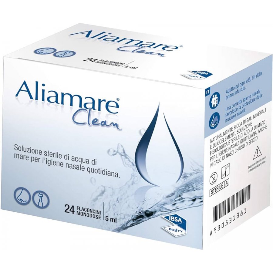 Aliamare Clean - Soluzione Sterile per Igiene Nasale - 24 Flaconcini da 5 ml