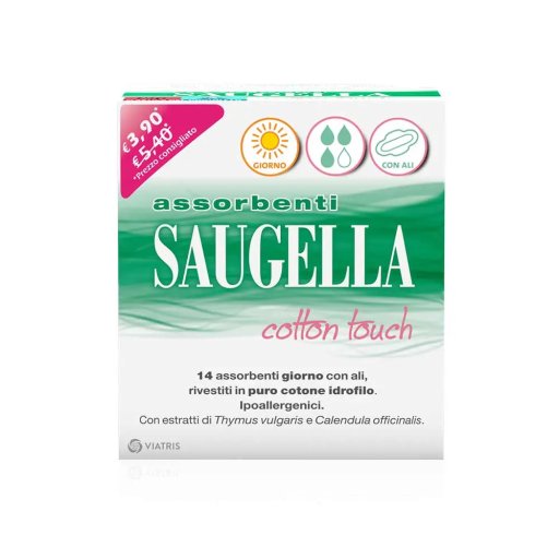 Saugella Cotton Touch Assorbenti Esterni Giorno con Ali, 14 Pezzi Saugella Cotton Touch Assorbenti Esterni Giorno con Ali, 14 Pezzi