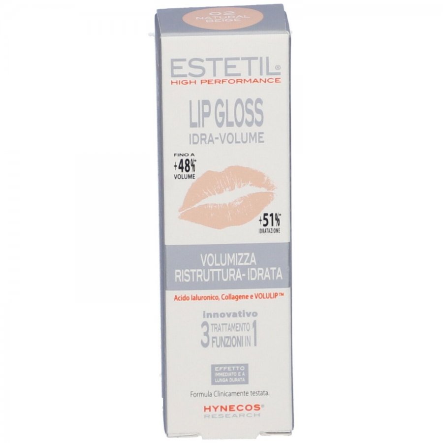 Estetil Lipgloss Idravolume Natural Beige 02 6,5ml - Trattamento Labbra Volumizzante e Idratante