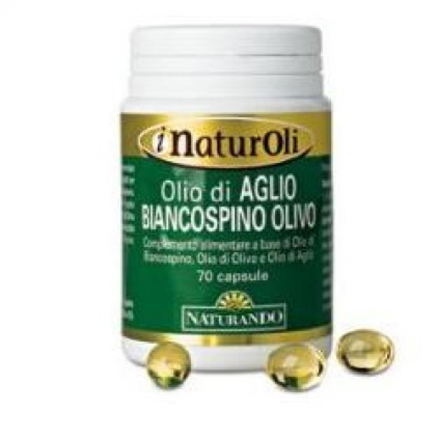 Naturando Aglio Biancospino Olivo - Integratore per la Regolarità della Pressione - Flacone da 70 Perle