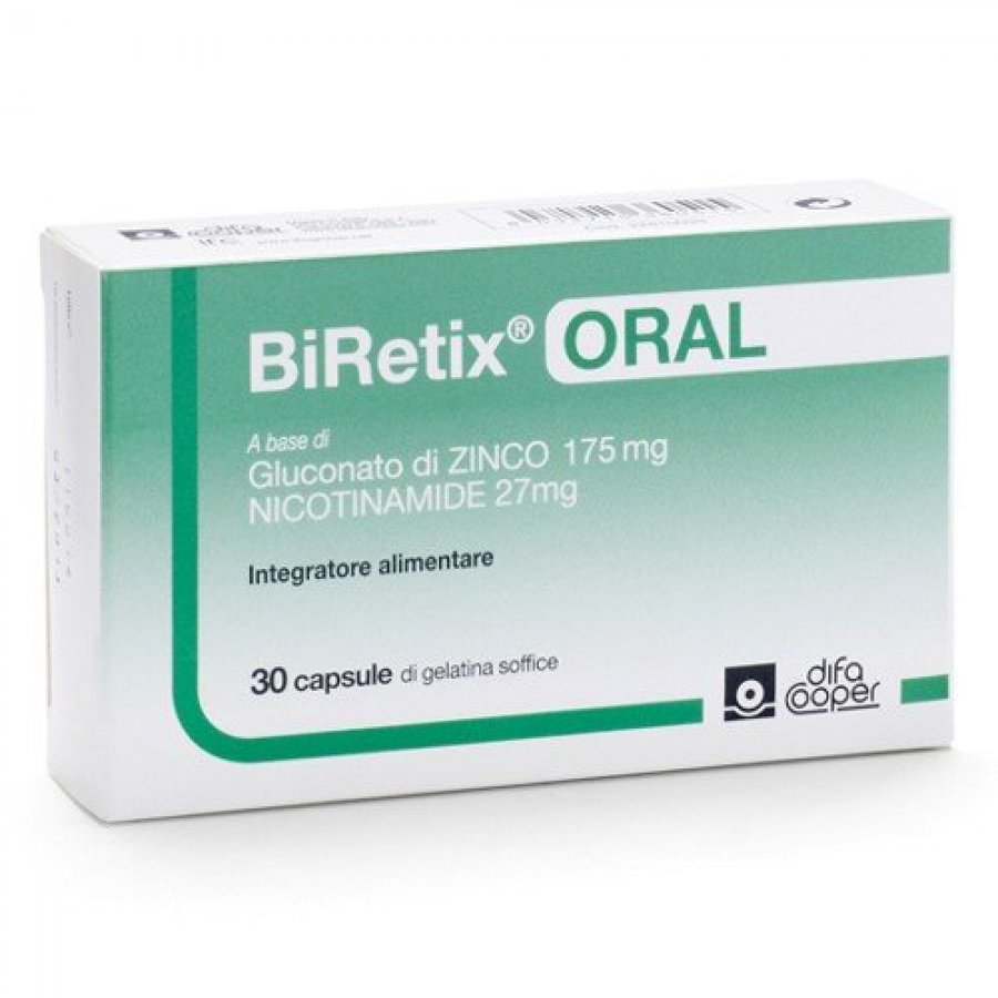 Difa Cooper - Biretix Oral 30 Capsule - Integratore per la Cura della Pelle con Tendenza Acneica