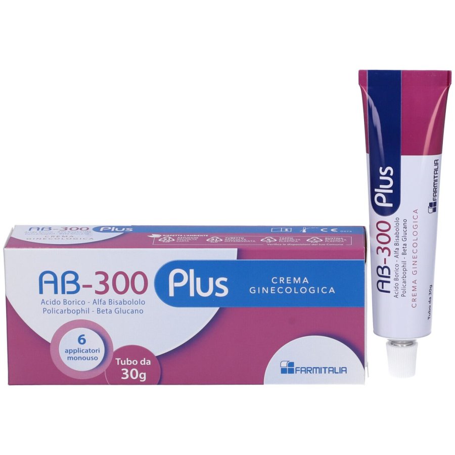 AB300 Plus Crema Ginecologica, 30 g con 6 Applicatori
