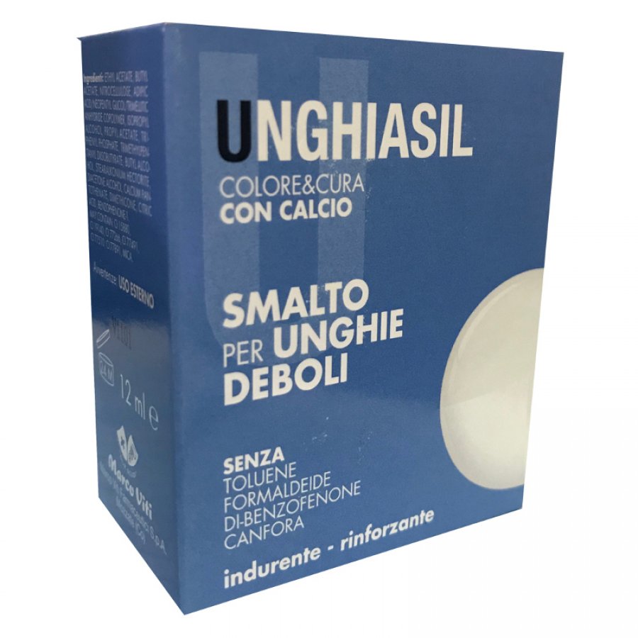 Unghiasil - Colore&Cura Calcio Smalto per Unghie Deboli Avorio 12ml - Rinforza e Protegge le Unghie Fragili