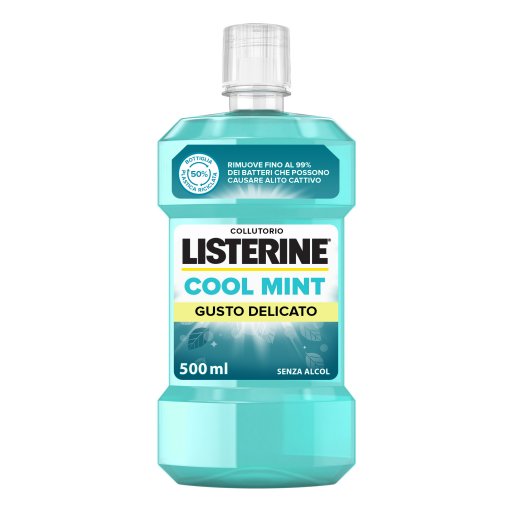 Listerine Collutorio Cool Mint, Gusto Delicato di Menta, 500 ml, Collutorio Senza Alcool