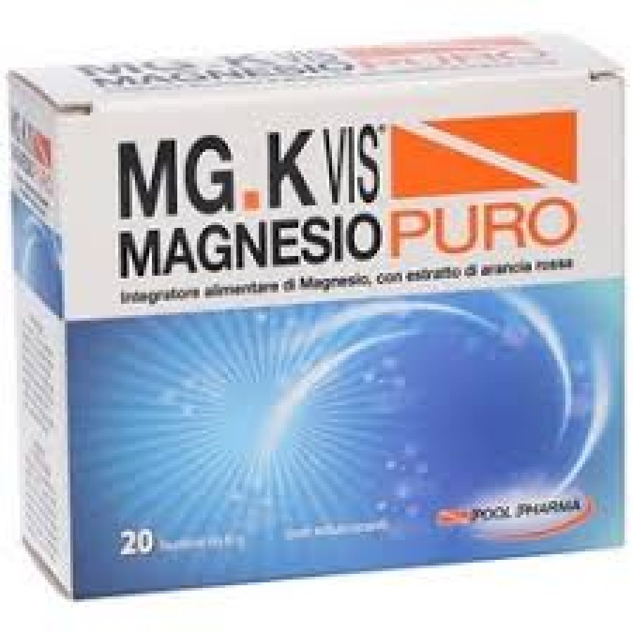 MG.K Vis Magnesio Puro 20 Buste - Integratore Alimentare di Magnesio con Arancia Rossa R.O.C.