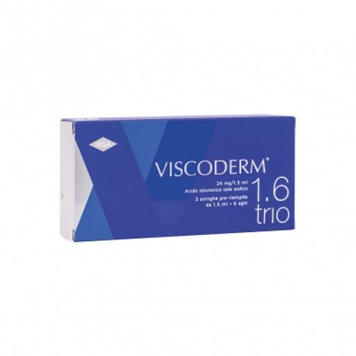 Viscoderm 1.6 Trio - 3 Siringhe - Acido Ialuronico 1,6% - Aghi Sterilizzati - Trattamento Intradermico