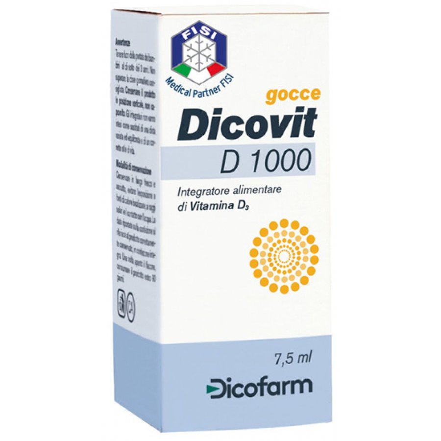 Dicovit D 1000 7,5 ml - Integratore Alimentare di Vitamina D3 in Gocce