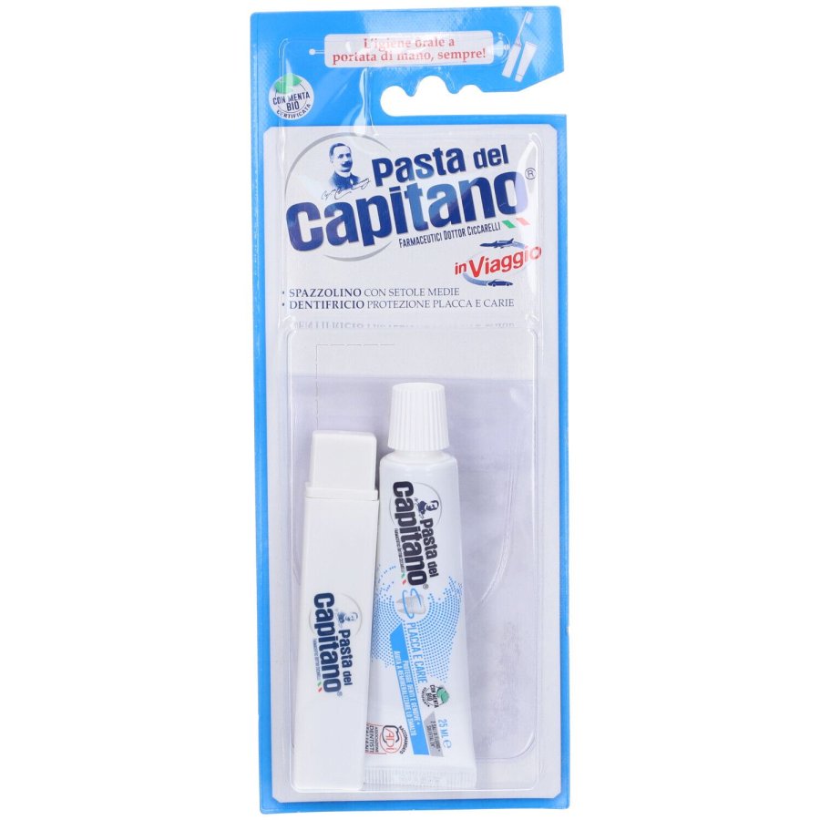 Pasta del Capitano Set Spazzolino + Dentifricio Travel Size, 25 ml Pasta del Capitano Set Spazzolino + Dentifricio Travel Size, 25 ml