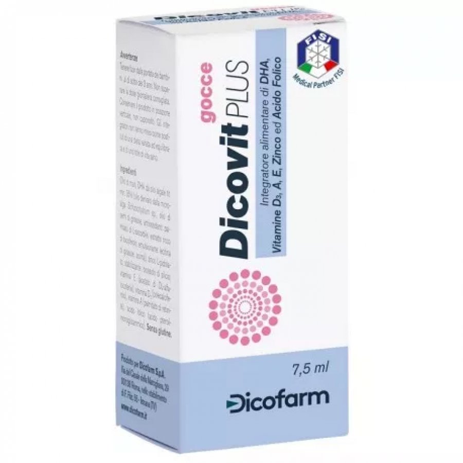 Dicovit Plus 7,5ml - Integratore Alimentare di DHA, Vitamina A, Vitamina D3, Vitamina E, Acido Folico e Zinco