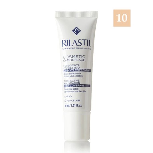 Rilastil Cosmetic Camouflage Fondotinta Correttivo SPF30 N.10 Porcelain, 30 ml