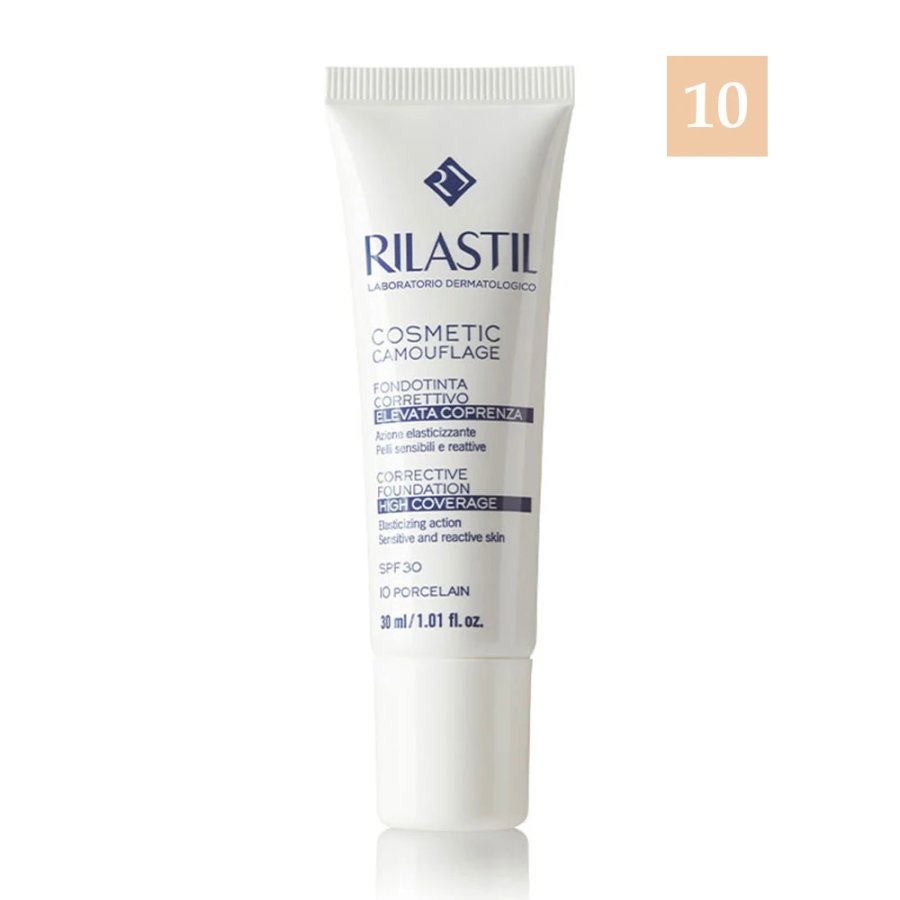 Rilastil Cosmetic Camouflage Fondotinta Correttivo SPF30 N.10 Porcelain, 30 ml