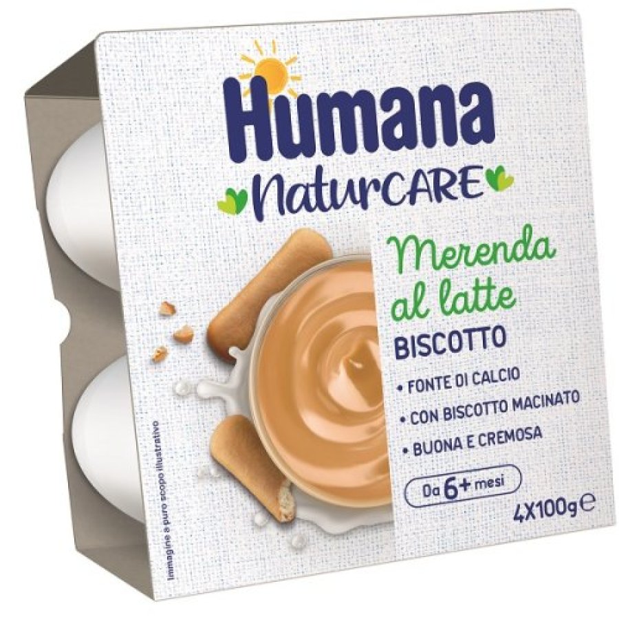 Humana Merenda Al Latte Biscotto, 4 x 100 g