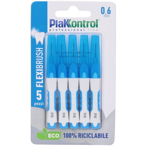 Plakkontrol Flexi Brush Scovolino Flessibile 0,6mm, 5 Pezzi, Pulizia Interdentale, Comfort Ottimale, Cappuccio Igienico