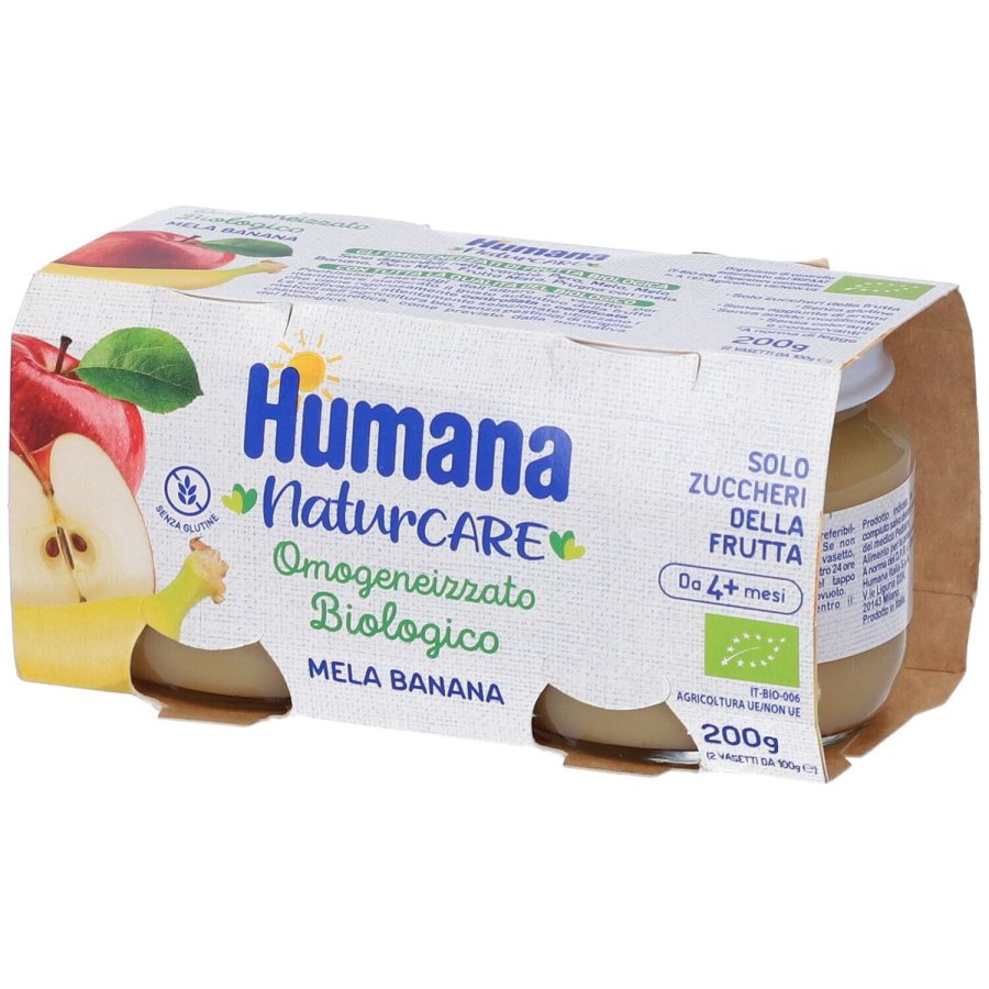 Humana, Omogeneizzato Biologico Mela Banana, 2 x 100 g