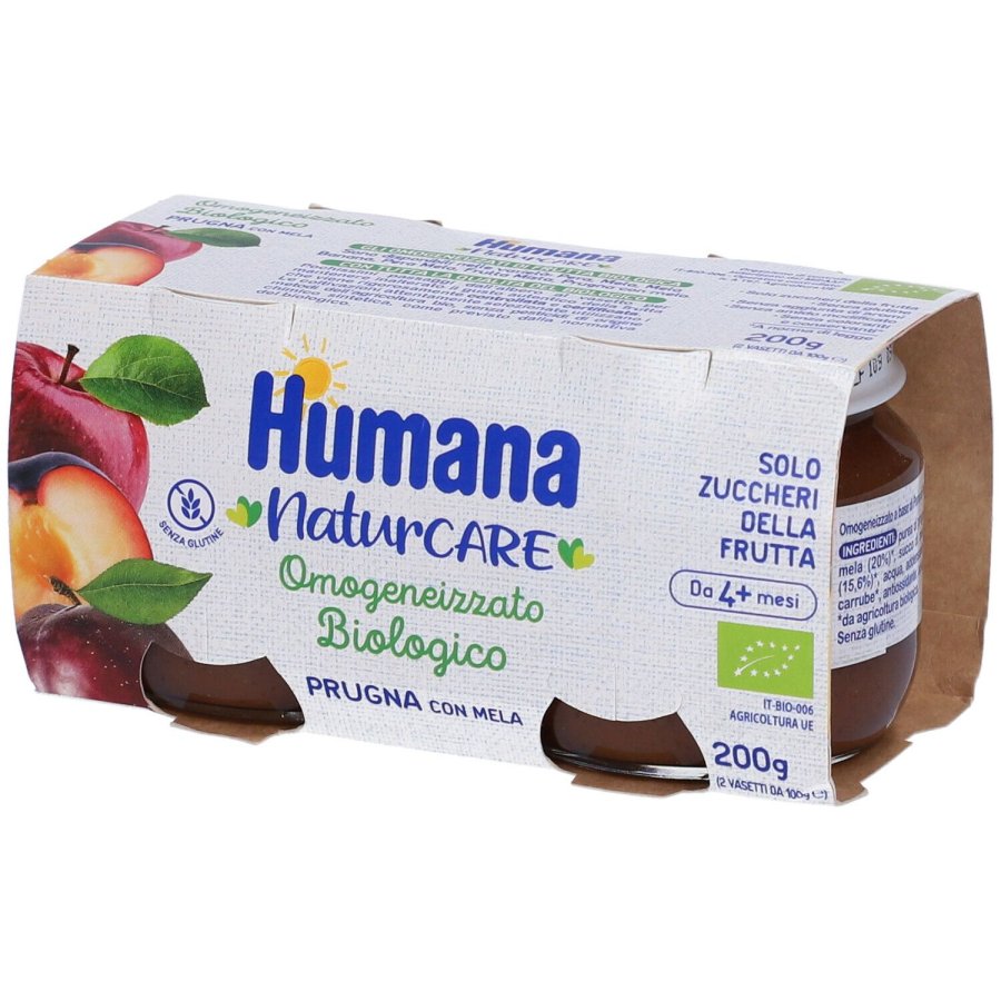 Humana, Omogeneizzato Biologico Prugna (con Mela), 2 x 100 g